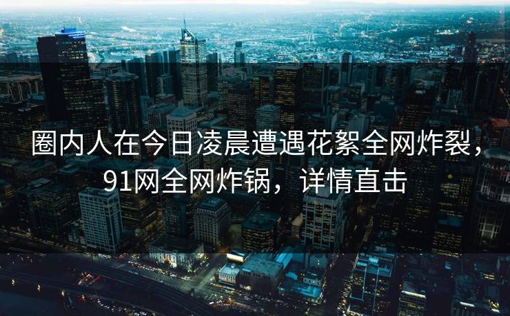 圈内人在今日凌晨遭遇花絮全网炸裂，91网全网炸锅，详情直击