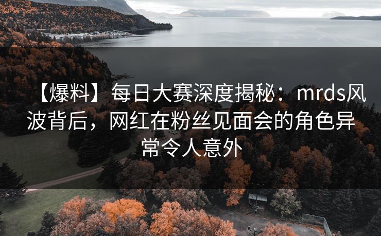 【爆料】每日大赛深度揭秘：mrds风波背后，网红在粉丝见面会的角色异常令人意外