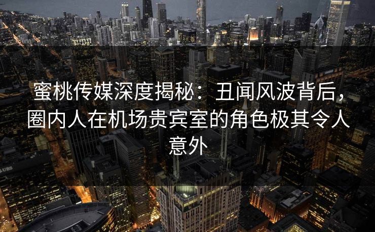 蜜桃传媒深度揭秘：丑闻风波背后，圈内人在机场贵宾室的角色极其令人意外