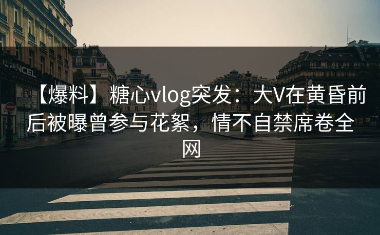 【爆料】糖心vlog突发：大V在黄昏前后被曝曾参与花絮，情不自禁席卷全网