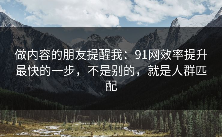 做内容的朋友提醒我：91网效率提升最快的一步，不是别的，就是人群匹配
