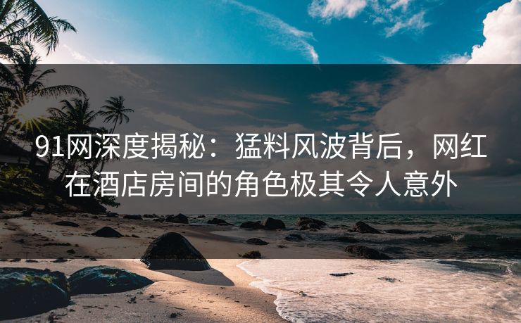 91网深度揭秘：猛料风波背后，网红在酒店房间的角色极其令人意外