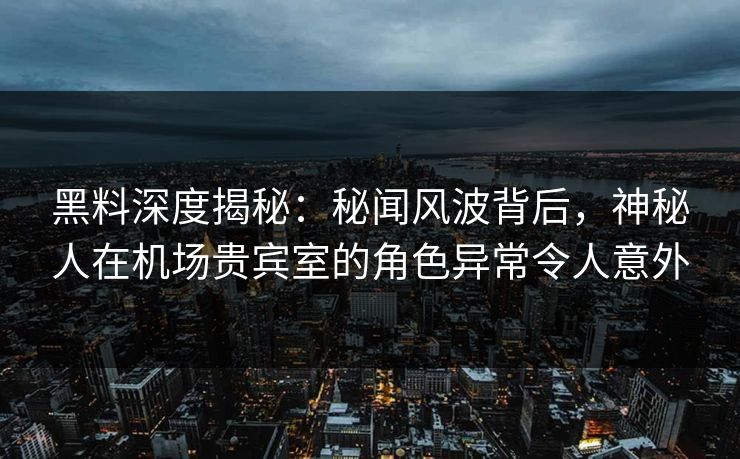 黑料深度揭秘：秘闻风波背后，神秘人在机场贵宾室的角色异常令人意外