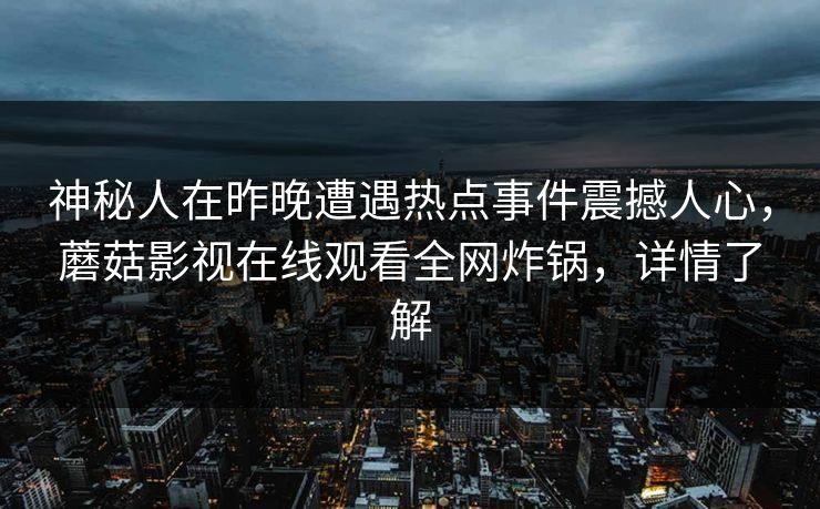 神秘人在昨晚遭遇热点事件震撼人心，蘑菇影视在线观看全网炸锅，详情了解