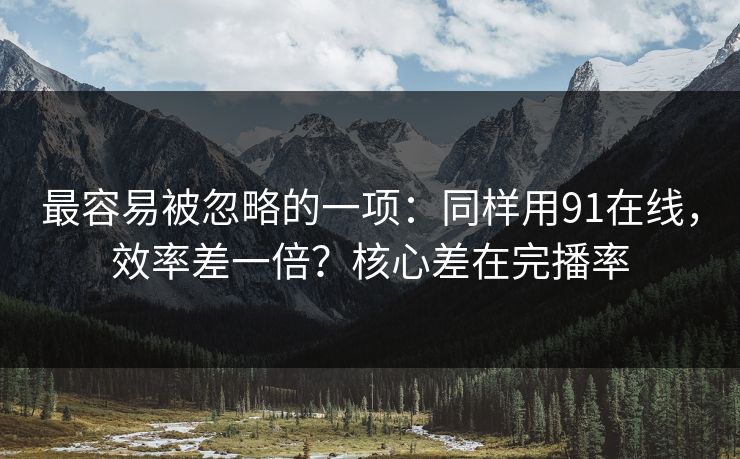 最容易被忽略的一项：同样用91在线，效率差一倍？核心差在完播率
